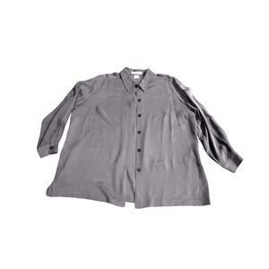 Josephine Chaus Woman Gray Long Sleeve Button Down Blouse Top Plus Size 20